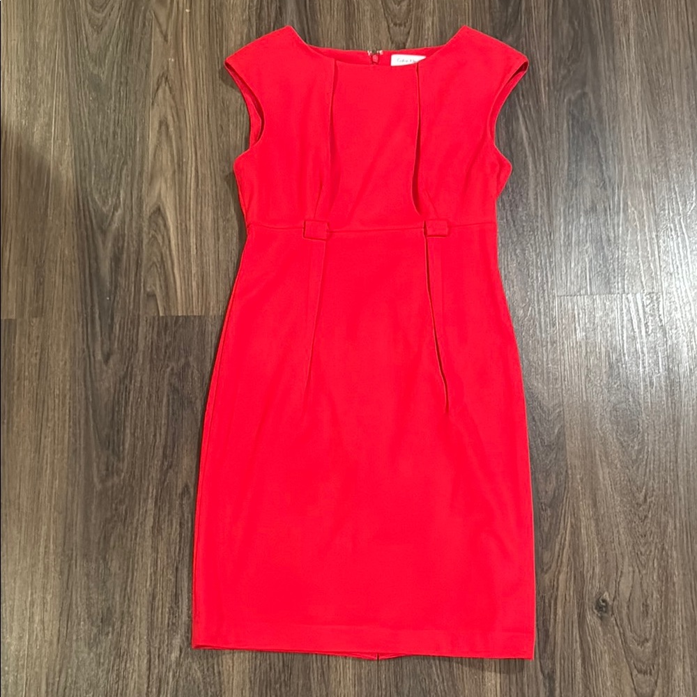 Elegant Red Sleeveless Dress Work Business